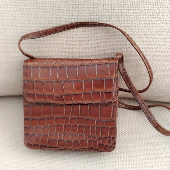 Croc embossed leather crossbody / wallet bag - Picture 1 of 11